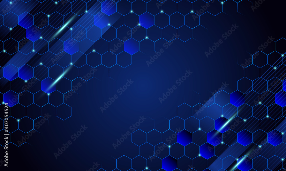 Abstract blue digital honeycomb background.