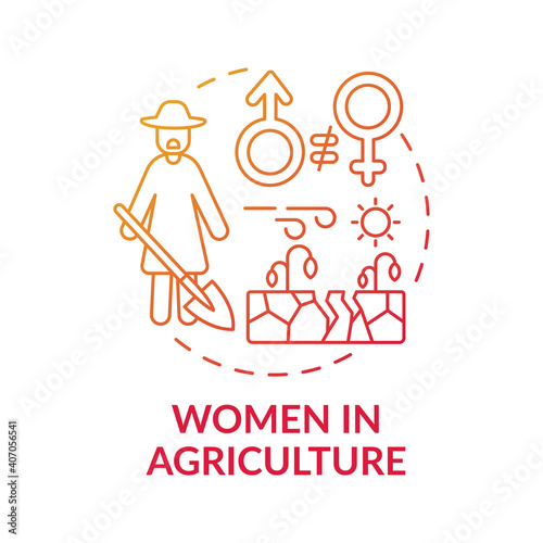Wallpaper Mural Women in agriculture concept icon. Gender equality idea thin line illustration. Vector isolated outline RGB color drawing. Rights protection. Use female labor in agriculture Torontodigital.ca