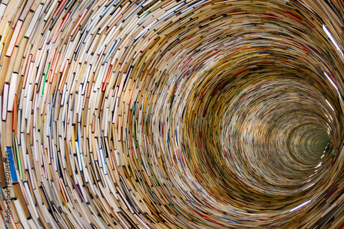wallpaper with book spiral pattern