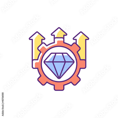 Excellence, high standards RGB color icon. Quality control. Satisfaction level improvement. Core corporate values. Business service with integrity. Project administration. Isolated vector illustration