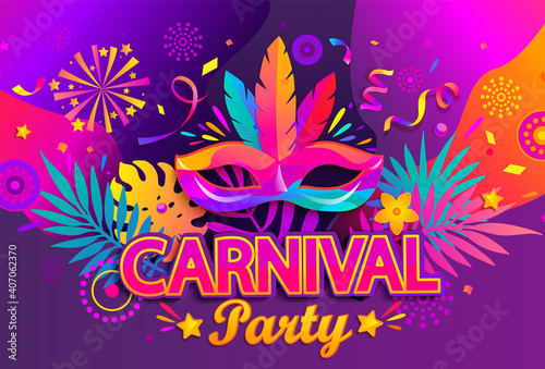 Leinwand Poster Carnival party banner, invitation card