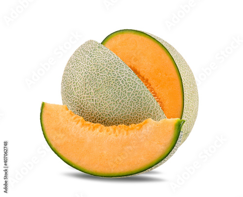cantaloupe melon isolated on white