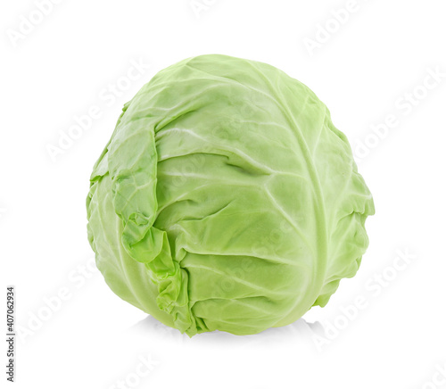 Green cabbage isolated on white background.