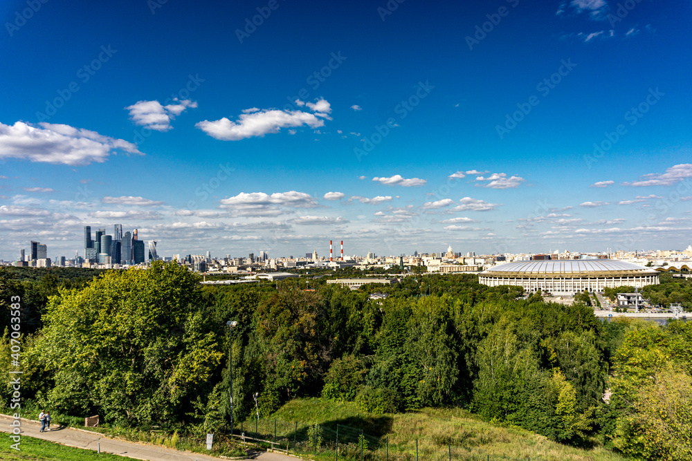 Moscow russia panorama view of the kreka and the kremlin moscow city skyline