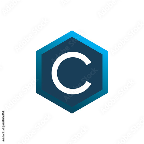hexagon color letter c logo design