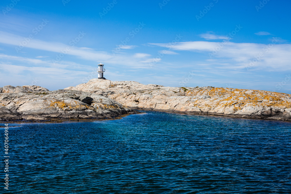 A beautiful lighthouse  on the Swedish west coast, Marstrand, Sweden