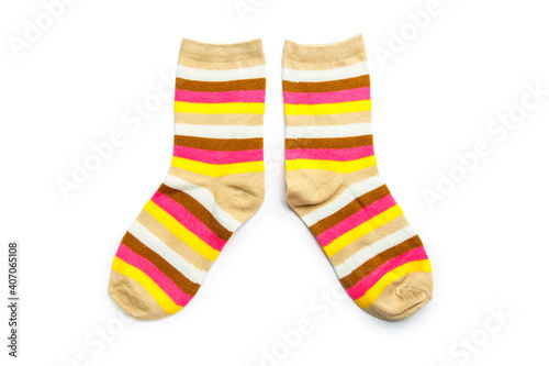 colored socks from thin jersey isolated on a white background.