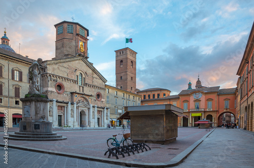 Reggio Emilia - The square Piazza del Duomo at dusk.