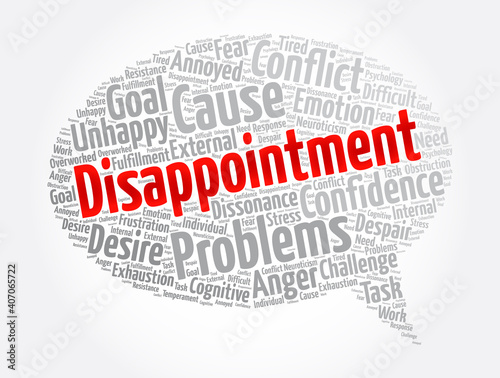 Disappointment message bubble word cloud, concept background