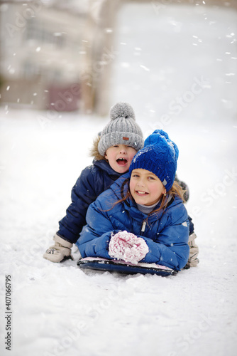 happy children on the snow