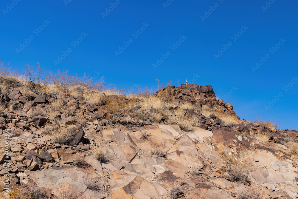 Sunny view of the beautiful landscape around Petroglyph Canyon Trail Sunny view of the beautiful landscape around Petroglyph Canyon Trail