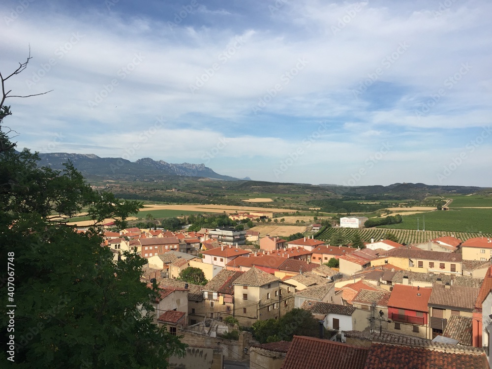 Panorama of the Spanish city of Briones and its surroundings on June 22, 2019