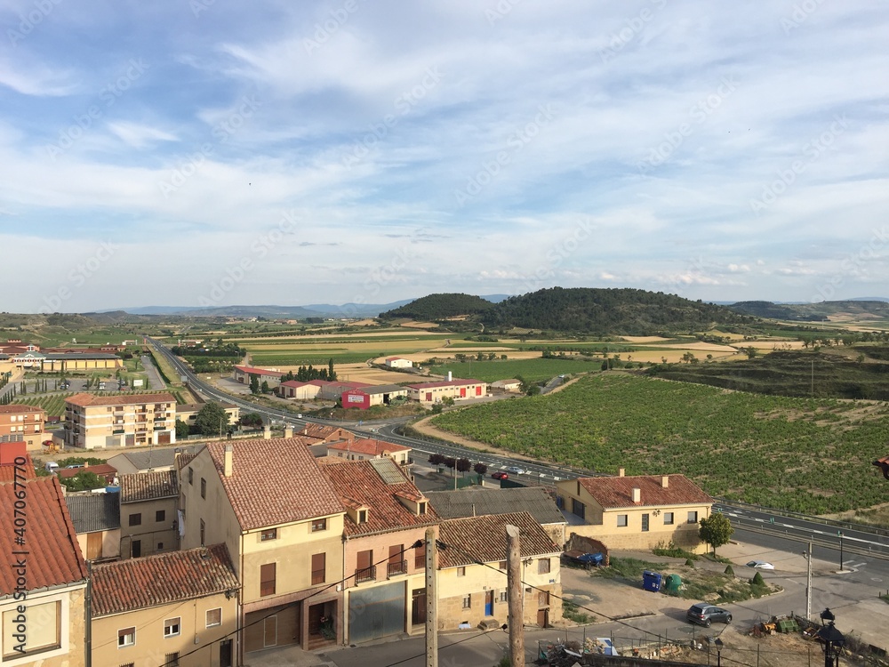 Panorama of the Spanish city of Briones and its surroundings on June 22, 2019