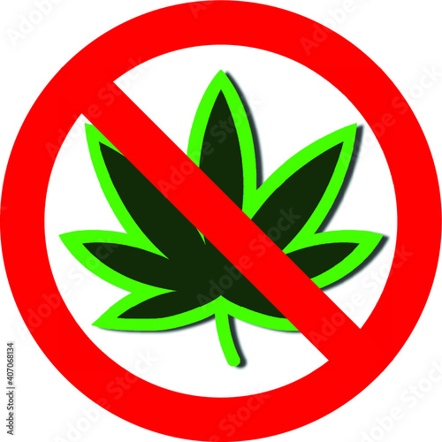 No Weed sign - Marijuana and Pot smoking prohibited - Isolated on transparent background.