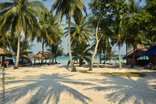 beach with palm trees on San Blas islands, Panama