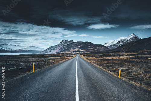 Icelandic famous road N1 in empty lands
