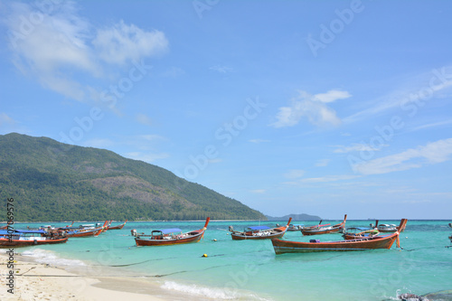 boats on the beach on Koh Lipe island in Thailand