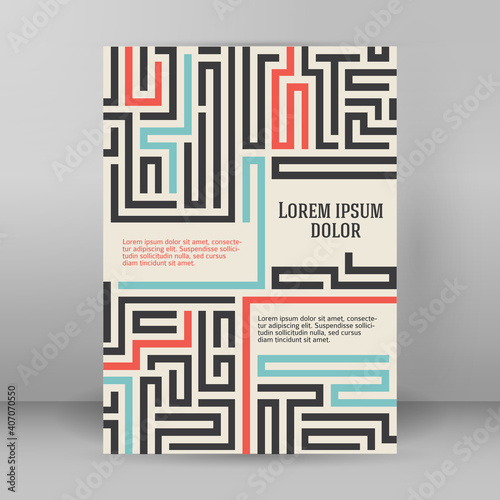 Abstract vector background design with maze mosaic texture. Good cover for book on psychology, creative problem solving, logical thinking, study of human relations