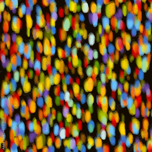 Obraz na płótnie Colorful watercolor round spots, uneven tiny polka dots seamless pattern. Circle shape brush strokes, paint stains, watercolor smudges on black background. Hand drawn multicolor dot texture. w salonie