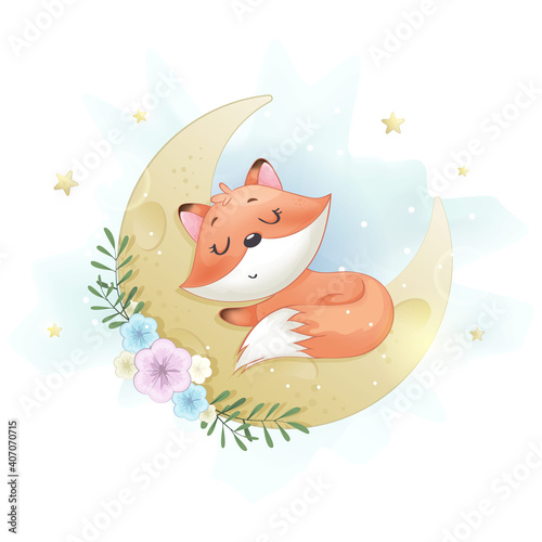 Cute little foxy sleeping on the Moon