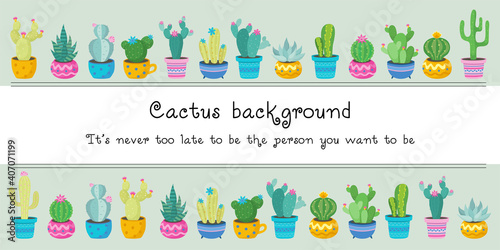 Drawing Cactus background Collections on white and green