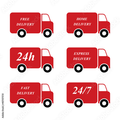 Delivery car vector icons isolated on white background