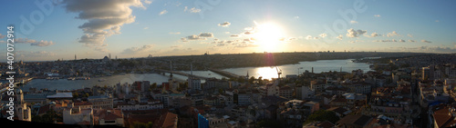 Panoramic view of the Galata Bridge, in Istanbul (Turkey). Golden Horn. Bosphorus Strait
 photo