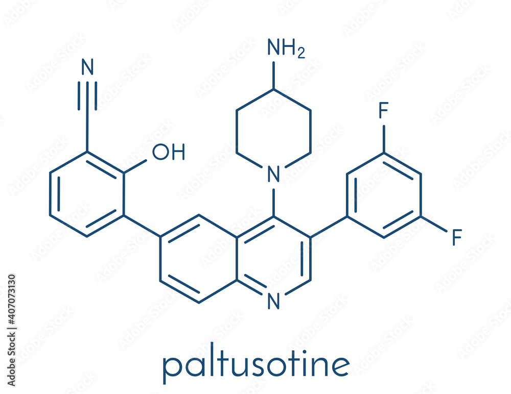 Paltusotine acromegaly drug molecule. Skeletal formula.