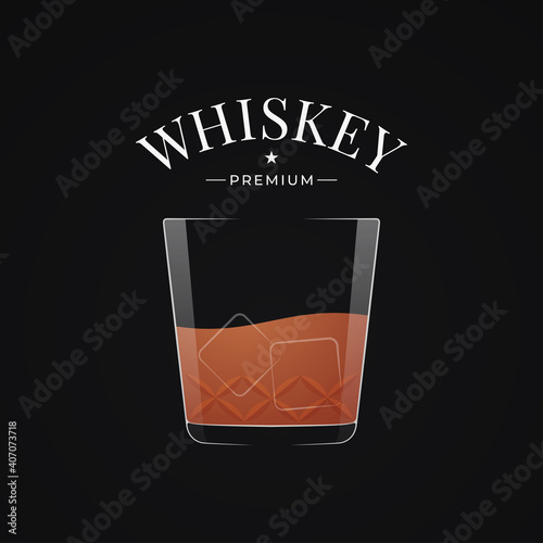 Whiskey glass logo. Bourbon or whisky in glass