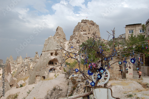 Ancient troglodyte village of Uchisar, in Cappadocia (Central Anatolia, Turkey). Fairy chimneys
 photo