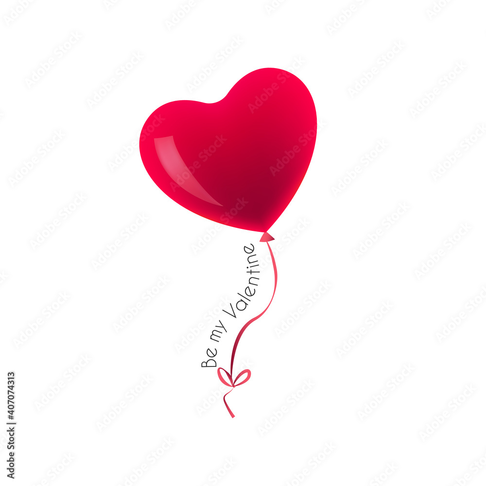 Happy Valentine's Day, wedding design. Realistic 3d festive decorative objects, heart shaped balloon . Holiday banner and poster, flyer, stylish brochure, greeting card, cover. Romantic background. 