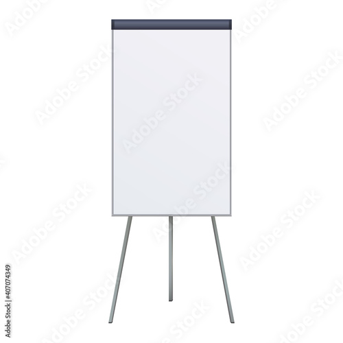 Empty Flip chart blank on tripod over white background. Office Whiteboard For Business Training in office