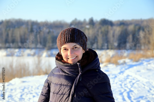 portrait of a woman in the snow