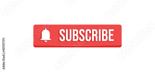 Subscribe click button with bell icon. Video social media platform.