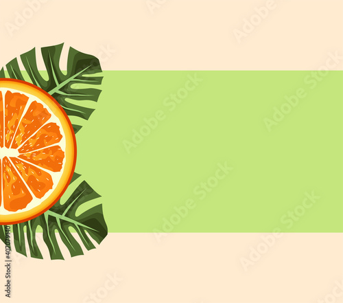 citrus fruit poster with orange half and leafs