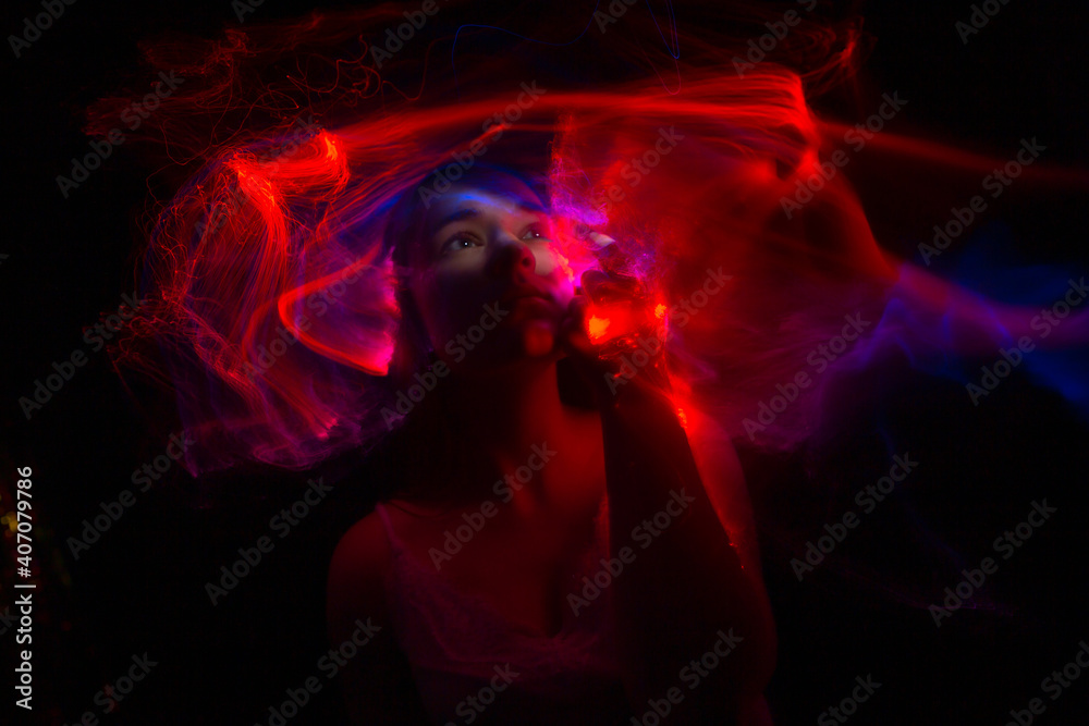 lightpainting portrait, new art direction, , light drawing at long exposure lightpainting portrait, new art direction, , light drawing at long exposure