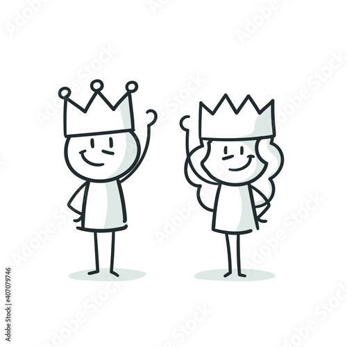 stick figures: power, king, queen (no. 55)