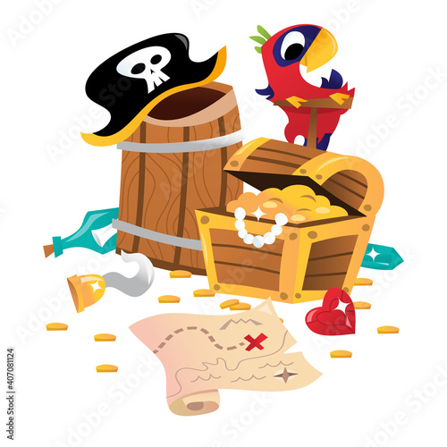Super Cute Pirate Treasure Chest Map