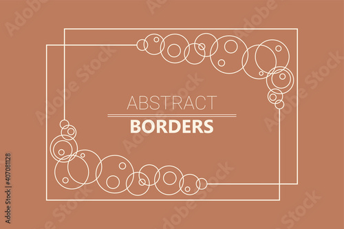 Abstract border on brown background, earthy color tones of terra-cotta red with beige geometric frame, modern pattern frames and borders in vector design