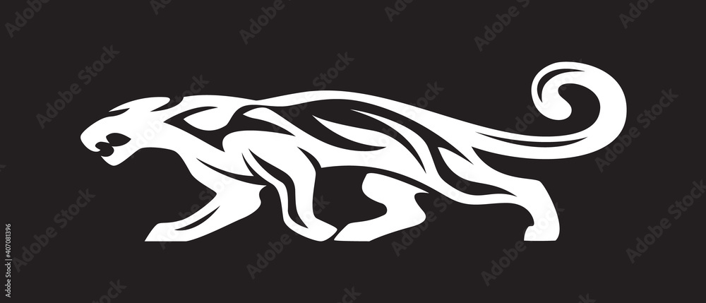 Black silhouette of angry panther. Vector hunting wildcat illustration. Side view of walking predator animal isolated on white background as brand logo, mascot or tattoo Stock Vector | Adobe Stock Black silhouette of angry panther. Vector hunting wildcat illustration. Side view of walking predator animal isolated on white background as brand logo, mascot or tattoo Stock Vector | Adobe Stock