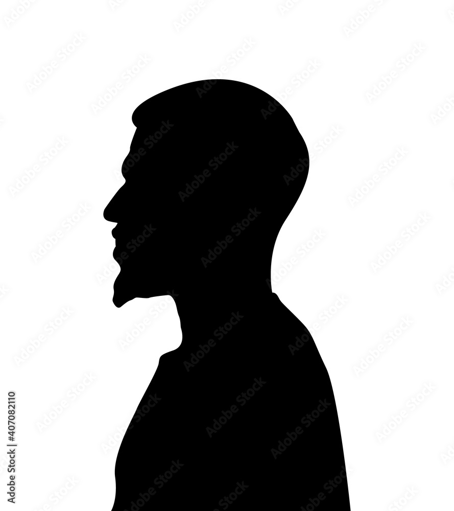 Black color silhouette of people profile picture on white background. Vector illustration. Unknown person.
