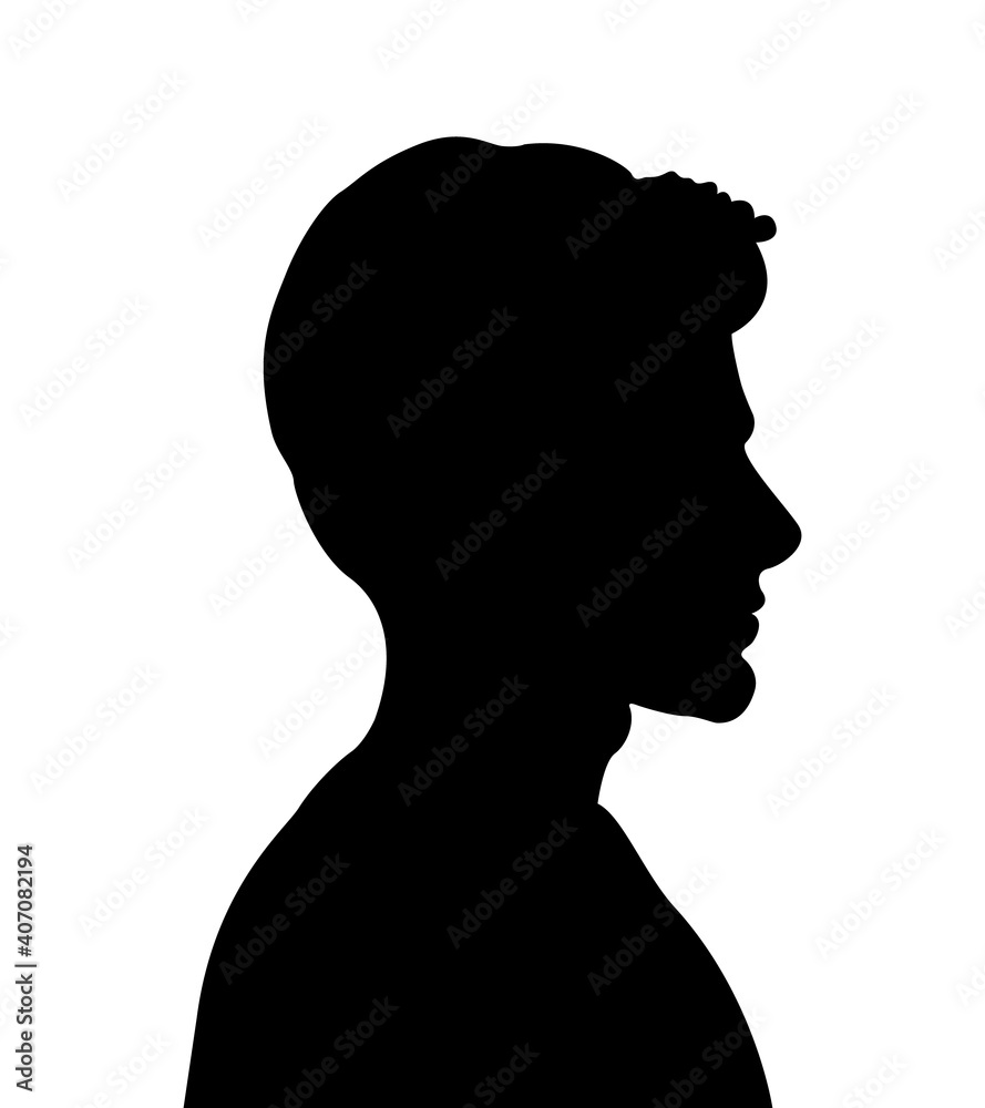 Black color silhouette of people profile picture on white background. Vector illustration. Unknown person.