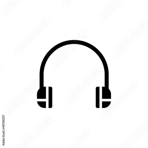 Vector headphones icon. Black symbol silhouette isolated on modern gradient background