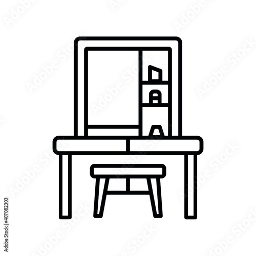 dressing table line icon, outline vector sign, linear pictogram isolated on white. logo illustration