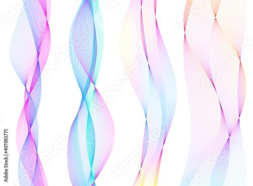 Fototapeta Naklejka Na Ścianę i Meble -  Design elements. Wave of many gray lines. Abstract wavy stripes on white background isolated. Creative line art. Vector illustration EPS 10. Colourful shiny waves with lines created using Blend Tool.