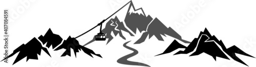 Mountain Lift Skyline Silhouette Vector