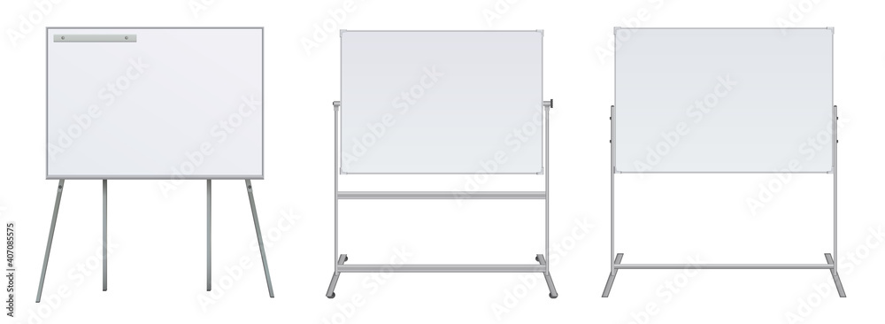 Empty Flip chart blank on tripod over white background. Office Whiteboard For Business Training in office Empty Flip chart blank on tripod over white background. Office Whiteboard For Business Training in office