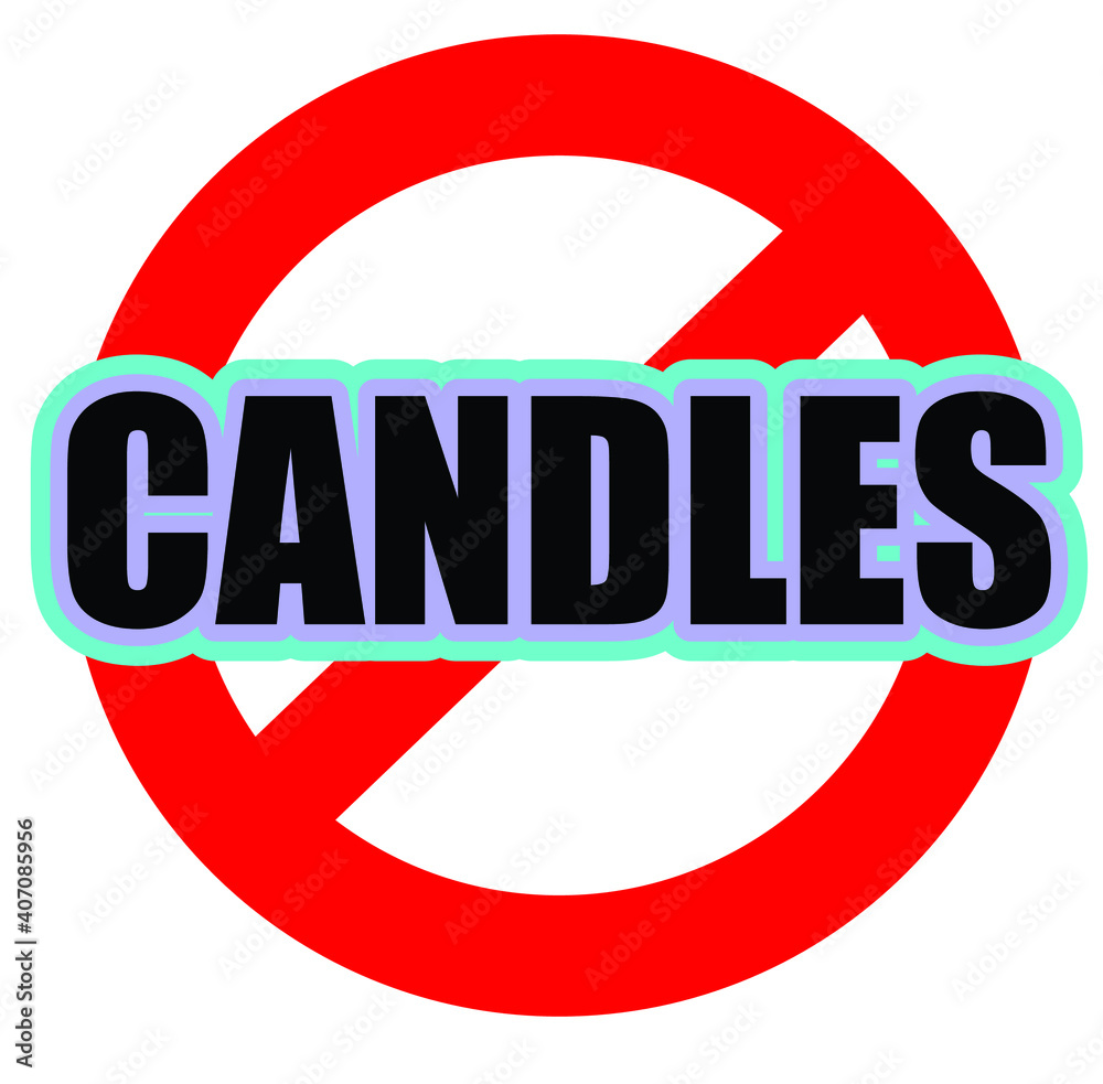 No Candles stop sign, candles are not allowed to burn Stock Vector