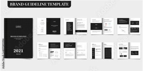 Black Brand Guideline Template Brand Guideline Template Brand Style Guide Book Brochure Layout Brand Book Brand Manual	