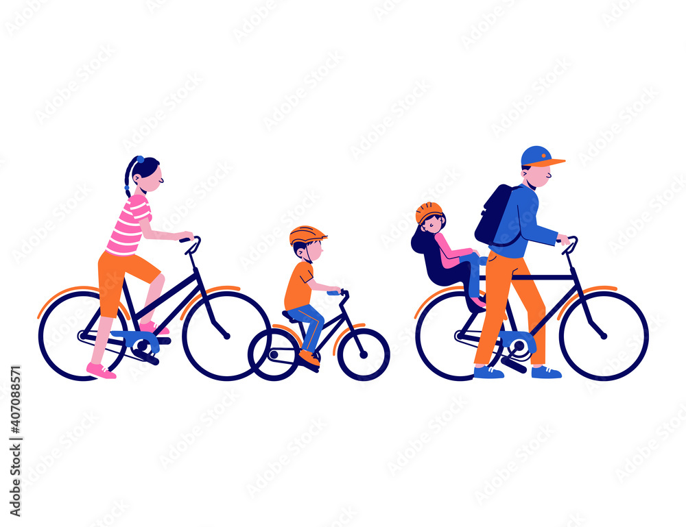 Family Cycling Illustration Family Cycling Illustration